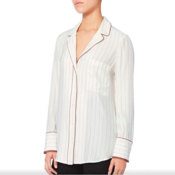 Frame Denim Tops - FRAME Silk Spice Stripe Pyjama Blouse